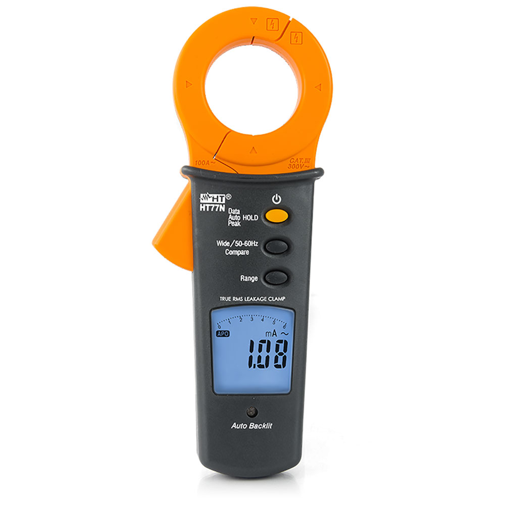 HT77N - AC clamp meter for measuring leakage currents from 10 to 100A